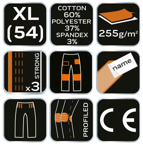 Neo Tools Terepmintás munkásnadrág, CAMO Urban, 60% pamut, 37% poliészter, 3% elasztán, XL