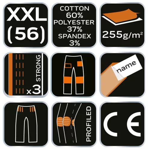 Neo Tools Terepmintás munkásnadrág, CAMO Urban, 60% pamut, 37% poliészter, 3% elasztán, XXL