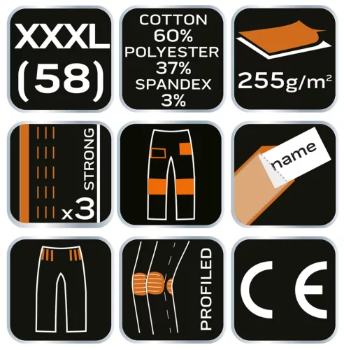 Neo Tools Terepmintás munkásnadrág, CAMO Urban, 60% pamut, 37% poliészter, 3% elasztán, XXXL