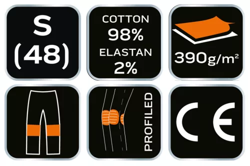 Neo Tools Farmer munkásnadrág, Denim, fekete, 98% pamut, térdvédő zseb, gombos oldalzsebek, 255 g/m2, S