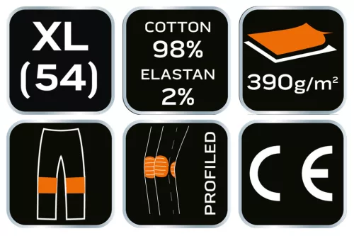 Neo Tools Farmer munkásnadrág, Denim, fekete, 98% pamut, térdvédő zseb, gombos oldalzsebek, 255 g/m2, XL