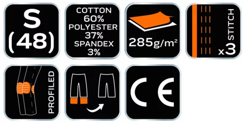 Neo Tools Karcsúsított(slim fit), munkásnadrág, HD, 60% pamut, 37% polyester, 285 g/m2, lecsatolható szerszámzsebek, S