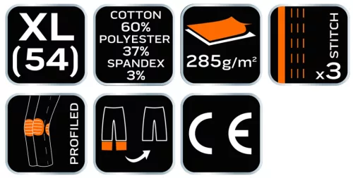 Neo Tools Karcsúsított(slim fit), munkásnadrág, HD, 60% pamut, 37% polyester, 285 g/m2, lecsatolható szerszámzsebek, XL