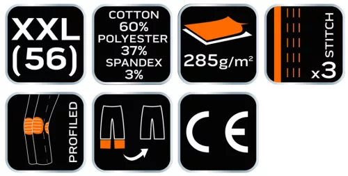 Neo Tools Karcsúsított(slim fit), munkásnadrág, HD, 60% pamut, 37% polyester, 285 g/m2, lecsat. szerszámzsebek, XXL