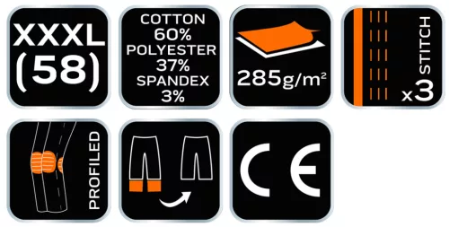 Neo Tools Karcsúsított(slim fit), munkásnadrág, HD, 60% pamut, 37% polyester, 285 g/m2, lecsat. szerszámzsebek, XXXL