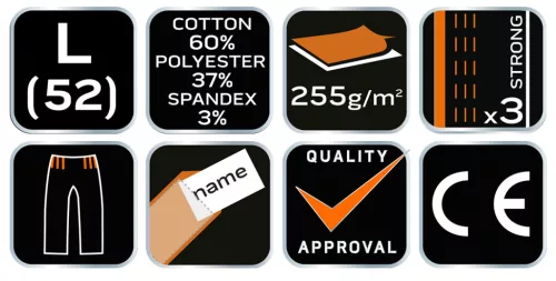 Neo Tools Kantáros, terepmintás munkásnadrág, CAMO Urban, 60% pamut, 37% poliészter, 3% elasztán, L