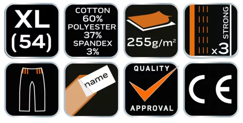 Neo Tools Kantáros, terepmintás munkásnadrág, CAMO Urban, 60% pamut, 37% poliészter, 3% elasztán, XL