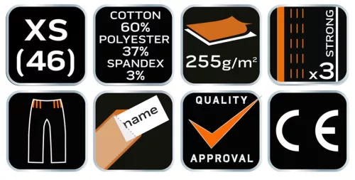 Neo Tools Kantáros, terepmintás munkásnadrág, CAMO Urban, 60% pamut, 37% poliészter, 3% elasztán, XS