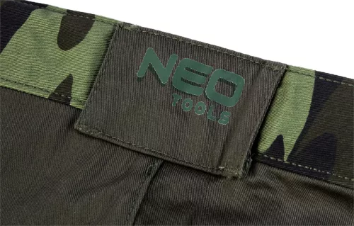 Neo Tools Terepmintás munkás rövidnadrág, CAMO, 60% pamut, 40% polyester, 255 g/m2, L