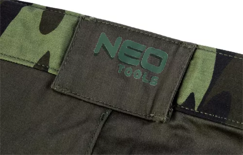 Neo Tools Terepmintás munkás rövidnadrág, CAMO, 60% pamut, 40% polyester, 255 g/m2, S