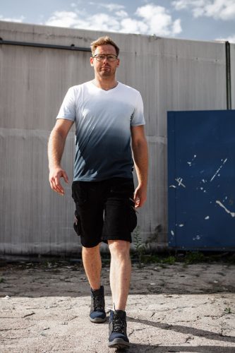 Neo Tools Farmer munkás rövidnadrág, Denim, fekete, cipzáros oldalzsebekkel, 98% pamut, 410g/m2, XXXL