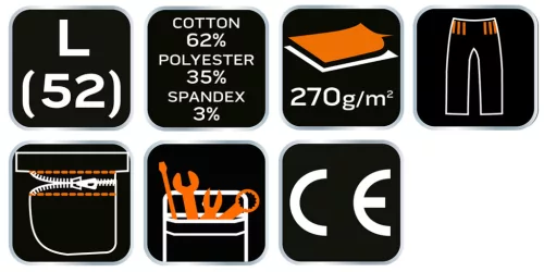 Neo Tools Munkás rövidnadrág övvel, Premium, 62% pamut, 35% polyester, 3% elasztán, L