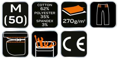Neo Tools Munkás rövidnadrág övvel, Premium, 62% pamut, 35% polyester, 3% elasztán, M