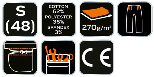 Neo Tools Munkás rövidnadrág övvel, Premium, 62% pamut, 35% polyester, 3% elasztán, S