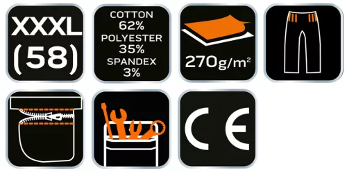 Neo Tools Munkás rövidnadrág, övvel, Premium, 62% pamut, 35% polyester, 3% elasztán, XXXL