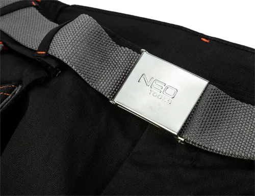 Neo Tools Karcsúsított(slim fit) munkás rövidnadrág, 60% pamut, 37% polyester, 3% elasztán, 285 g/m2, övvel, L