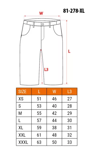 Neo Tools Karcsúsított(slim fit) munkás rövidnadrág, 60% pamut, 37% polyester, 3% elasztán, 285 g/m2, övvel, XL