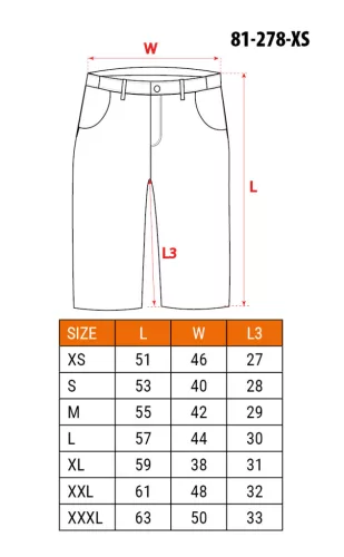 Neo Tools Karcsúsított(slim fit) munkás rövidnadrág, 60% pamut, 37% polyester, 3% elasztán, 285 g/m2, övvel, XS