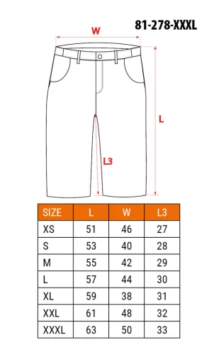 Neo Tools Karcsúsított(slim fit) munkás rövidnadrág, 60% pamut, 37% polyester, 3% elasztán, 285 g/m2, övvel, XXXL