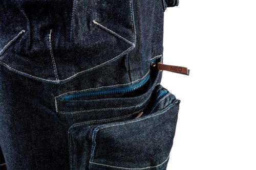 Neo Tools Farmer munkás rövidnadrág, Denim, cipzáros oldalzsebekkel, 98% pamut, 410g/m2, XL