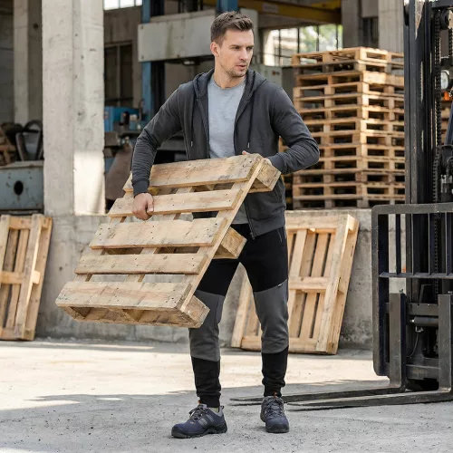 Neo Tools Melegítő nadrág Comfort, fekete-szürke, 57% pamut, 39% poliészter, M