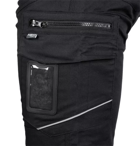 Neo Tools Munkásnadrág Mix&Match Canvas, 280g/m2, külső zsebek, fényvisszav. betétek, fekete, XS