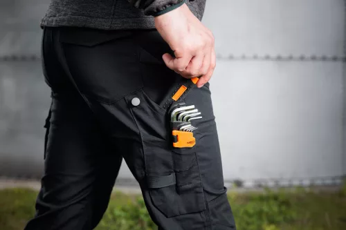 Neo Tools Munkásnadrág Mix&Match Canvas, 280g/m2, külső zsebek, fényvisszav. betétek, fekete, XXL