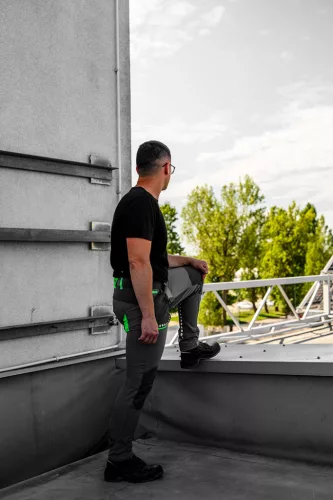 Neo Tools Munkásnadrág Premium, 4 irányban önbeálló anyag, fekete-zöld, L