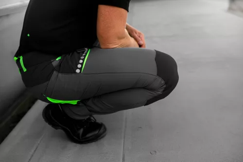 Neo Tools Munkásnadrág Premium, 4 irányban önbeálló anyag, fekete-zöld, S