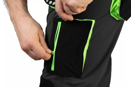 Neo Tools Munkásnadrág Premium, 4 irányban önbeálló anyag, fekete-zöld, S