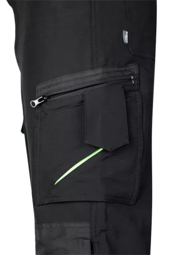 Neo Tools Munkásnadrág Mix&Match, 4 irányú sztreccs, 230g/m2, fekete-zöld, L