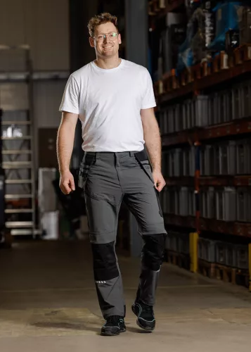 Neo Tools Munkásnadrág Mix&Match, 4 irányú sztreccs, 230g/m2, külső csavarzsebek, Cordura erősítés, szürke-fekete, XL