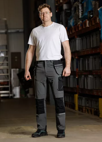 Neo Tools Munkásnadrág Mix&Match, 4 irányú sztreccs, 230g/m2, külső csavarzsebek, Cordura erősítés, szür.-fekete, XXXL