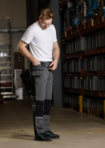 Neo Tools Munkásnadrág Mix&Match, 4 irányú sztreccs, 230g/m2, külső csavarzsebek, Cordura erősítés, szür.-fekete, XXXL