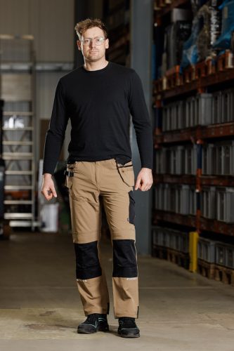 Neo Tools Munkásnadrág Mix&Match, 4 irányú sztreccs, 230g/m2, külső csavarzsebek, Cordura erősítés, bézs-fekete, XXXL