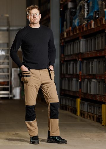 Neo Tools Munkásnadrág Mix&Match, 4 irányú sztreccs, 230g/m2, külső csavarzsebek, Cordura erősítés, bézs-fekete, XXXL