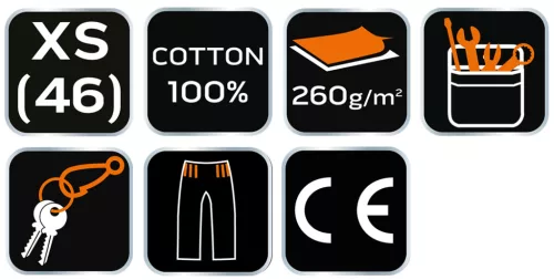 Neo Tools Munkás rövidnadrág, 100% pamut, XS