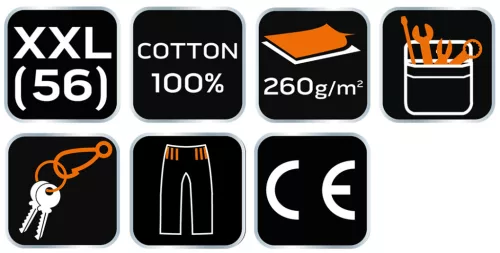 Neo Tools Munkás rövidnadrág, 100% pamut, XXL