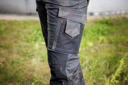 Neo Tools Munkásnadrág Mix&Match Canvas, 280g/m2, külső zsebek, Cordura részek, fényvisszav. betétek, zöld-terep, XS