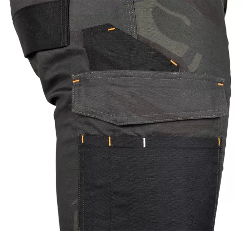 Neo Tools Munkásnadrág Mix&Match Canvas, 280g/m2, külső zsebek, Cordura részek, fényvisszav. betétek, zöld-terep, XS