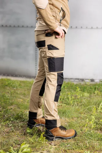 Neo Tools Munkásnadrág Mix&Match Canvas, 280g/m2, külső zsebek, Cordura részek, fényvisszav. betétek, bézs-fek., XXL