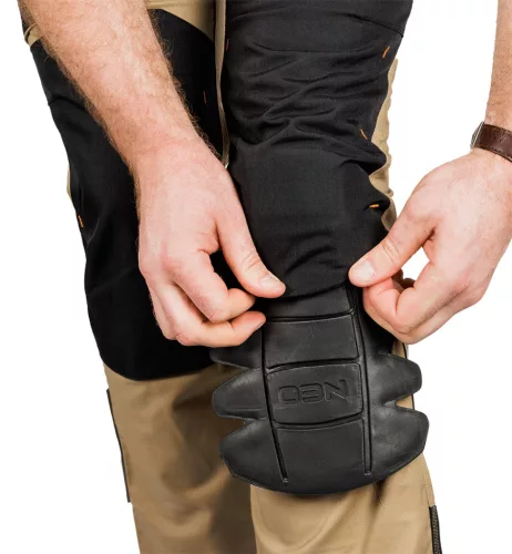 Neo Tools Munkásnadrág Mix&Match Canvas, 280g/m2, külső zsebek, Cordura részek, fényvisszav. betétek, bézs-fek., XXXL