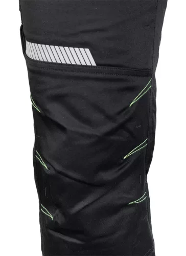 Neo Tools Munkásnadrág Mix&Match, 240g/m2, külső zsebek, profilozott térdbetét, fényvisszav. betétek, fek., XS