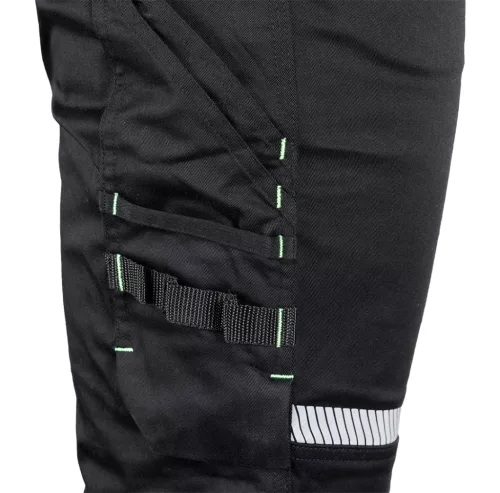 Neo Tools Munkásnadrág Mix&Match, 240g/m2, külső zsebek, profilozott térdbetét, fényvisszav. betétek, fek., XXXL