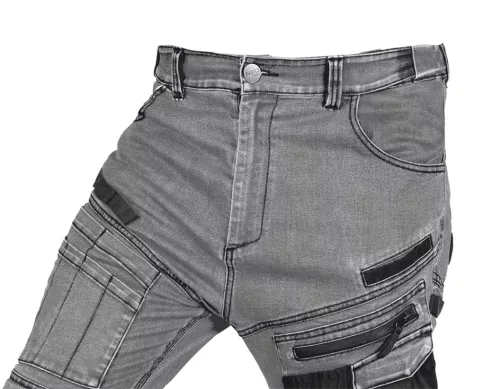 Neo Tools Farmer munkásnadrág, Denim, 82% pamut, Oxford szövet, térdvédő betét, cippzáras zsebek, szürke-fekete, L