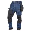 Neo Tools Farmer munkásnadrág, Denim, 82% pamut, Oxford szövet, Cordura betétek, cippzáras zsebek, kék-fekete, L