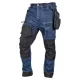Neo Tools Farmer munkásnadrág, Denim, 82% pamut, Oxford szövet, Cordura betétek, cippzáras zsebek, kék-fekete, XL