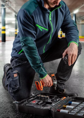 Neo Tools Polár munkavédelmi kabát, Premium, kék, Cordura megerősítésekkel, S