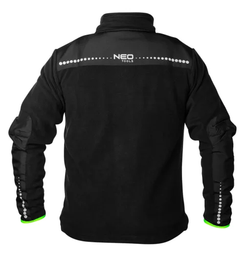 Neo Tools Polár munkavédelmi kabát, Premium, fekete, Cordura megerősítésekkel, 300g/m2, L