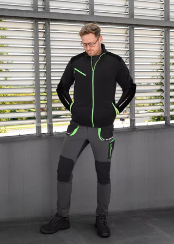 Neo Tools Polár munkavédelmi kabát, Premium, fekete, Cordura megerősítésekkel, 300g/m2, XL